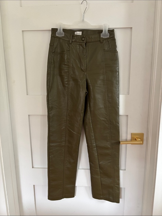 Wilfred Pants - Wilfred Olive Straight-Leg Faux Leather Pants